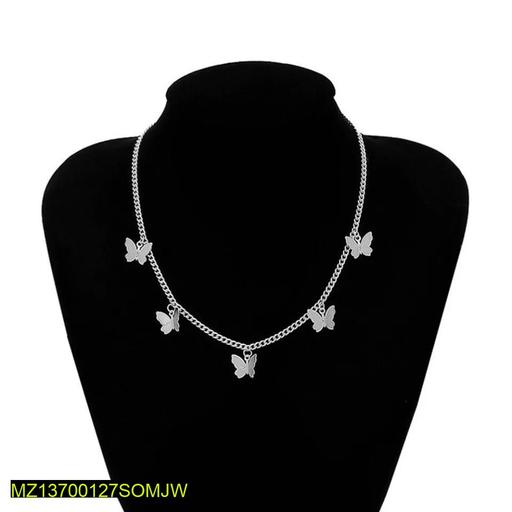 1 Pc Alloy Silver Plated Beautiful Butterfly Hanging Choker Pendant