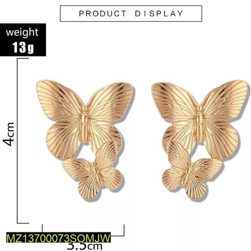 Pair Of Alloy Gold Plated Stylish Butterfly Design Earrings