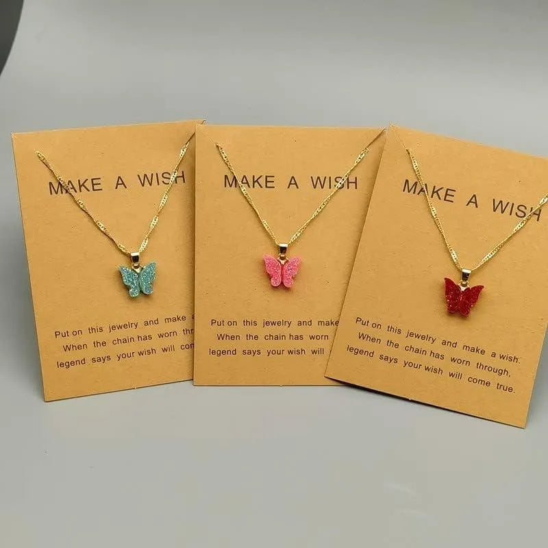 Elegant Butterfly Design Necklace - 3 Pcs Set for Women