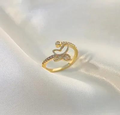 Butterfly Design Gold Plated Adjustable Ring