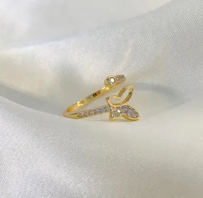 Butterfly Design Gold Plated Adjustable Ring